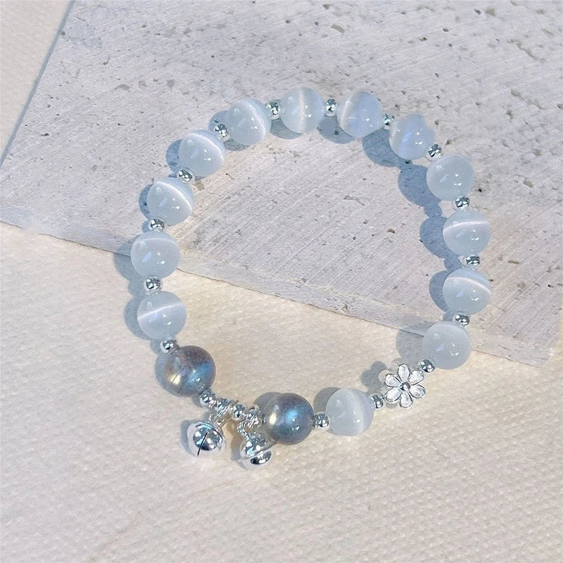 Original Opal Sea Blue Treasure Moonlight Crystal Bracelet Light Luxury Elastic Bracelet For Girls Women Jewelry Accessories