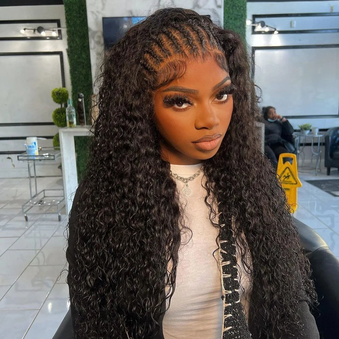 300% High Density Burmese Curly Lace Front Human Hair Wigs HD Transparent 13x6 13x4 Deep Wave Lace Frontal Wig Real Virgin Hair 40 46 Inch Water Wave Human Hair Wigs For Women Preplucked Hairline