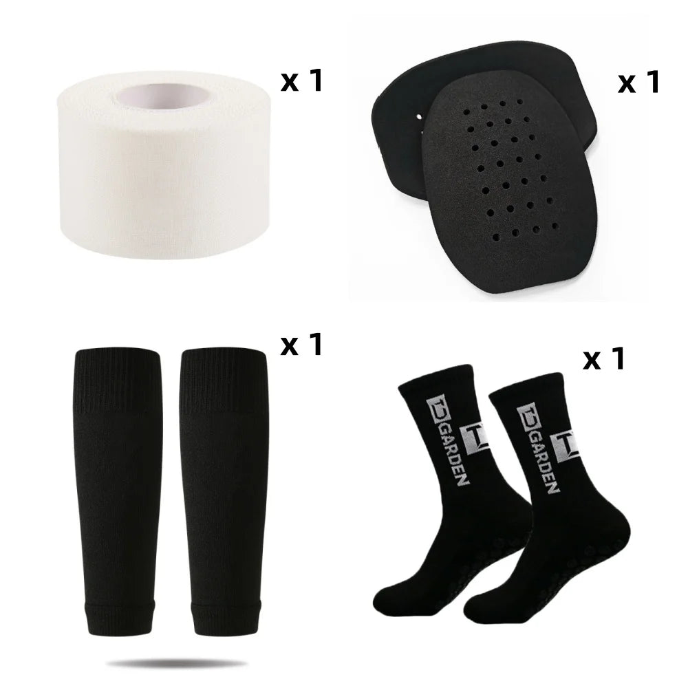 4-Piece Unisex Sports Set - Performance Socks, Leg Sleeves & Non-Slip Football Tights for Soccer, Hiking, Gym Training, Cycling
