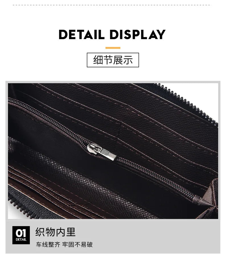 New Color Men`s Long Wallet For Men Rfid Blocking Clutch Organizer Zipper Leather Business Id Credit Card Holder Purse 2024 New