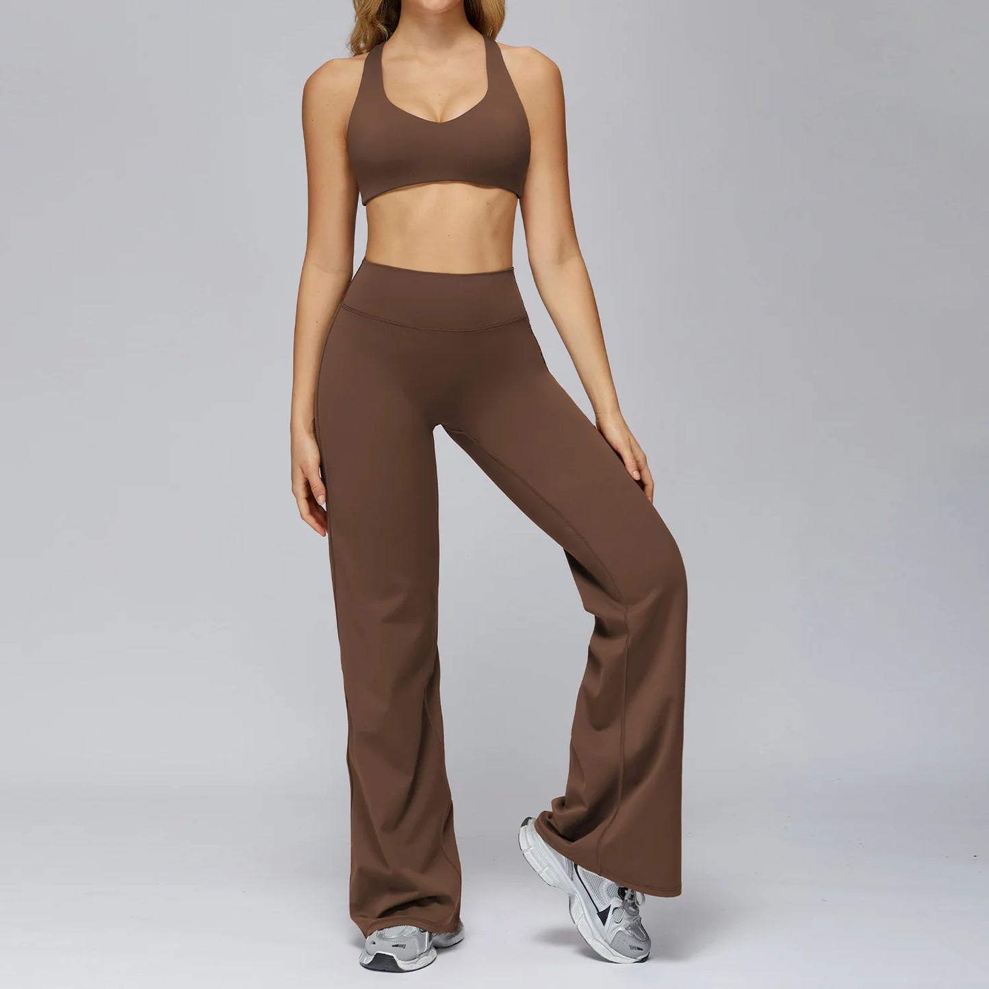 Yoga Set 2PCS Women Sportswear Workout Clothes Seamless Athletic Wear Gym Legging Fitness Bra Crop Top Long Sleeve Sports Suits