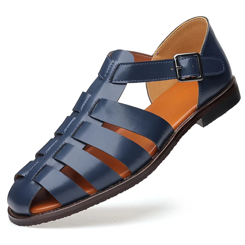Summer Stylish Sandals for Man Leather Daily Roman Shoes Fashion Mens Business Dress Casual Comfortable Beach Footwear Flats