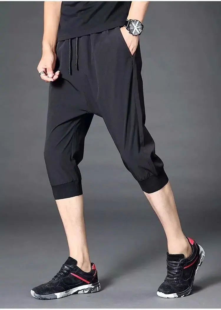 2026 Summer New Leggings Men's Casual Pants Sports Pants Thin Loose Cropped Pants