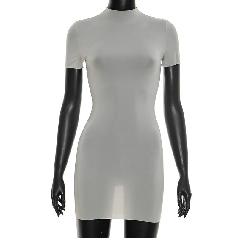 Sexy spicy girl style see through short sleeved tight fitting dress, short dress