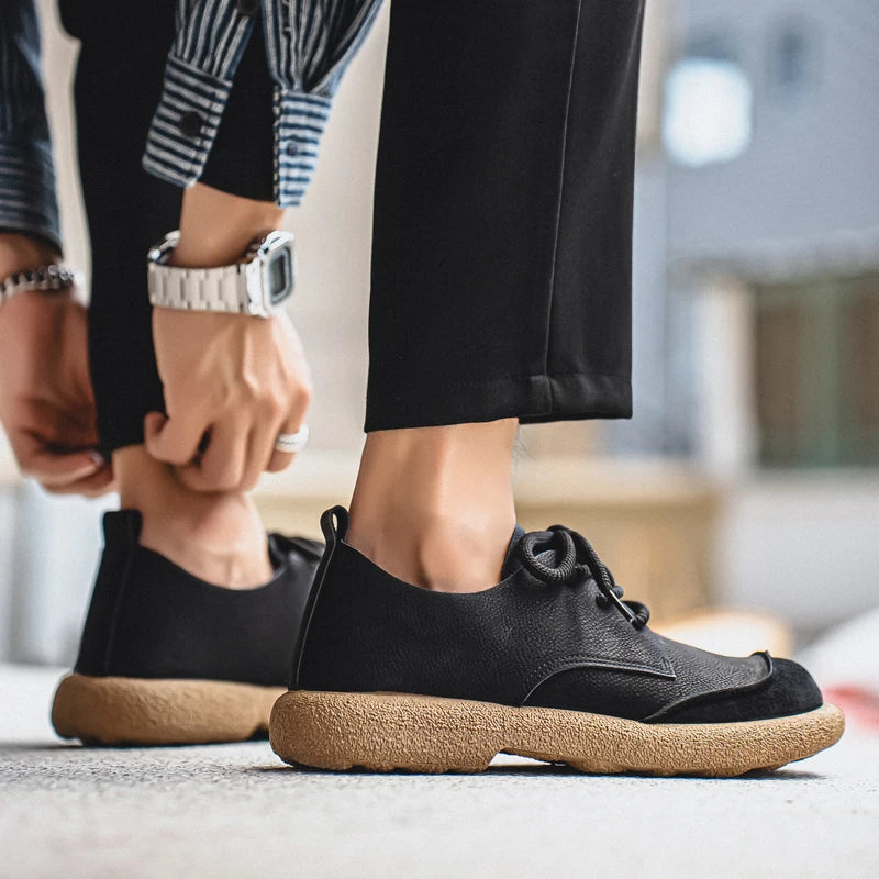 Luxury Brand Men's Casual Shoes Fashion Handmade Walking Shoes Lightweight Leisure Footwear Outdoor Sneakers Leather Work Shoes