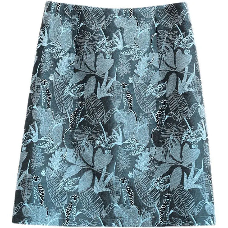 Autumn 2023 High Waist A-line Skirts Light Mature One Step Skirt Ladies Medium Length Retro Wrapped Hip Skirt Jacquard Skirt