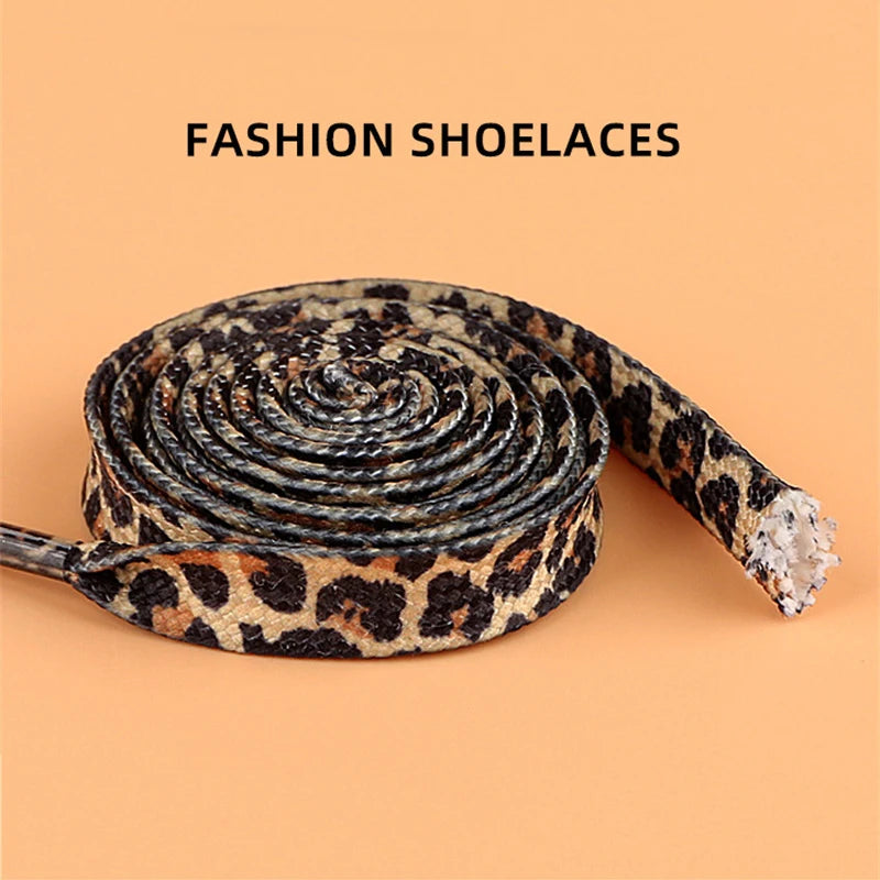 1Pair 80/120/160CM Classic Leopard Patten Print Shoelace Creative Unisex Trainers Canvas Shoe Lace Flat Shoelaces Shoes Strings
