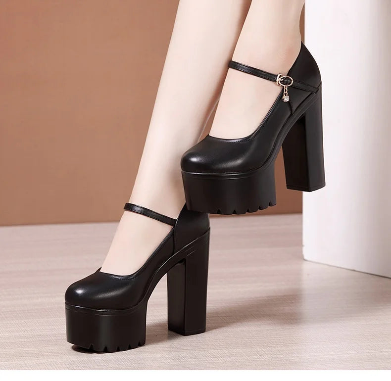 15cm Small Size 32-43 Fashion Red Silver White Wedding Shoes Women Pumps 2026 Fall Block High Heels Shoes Platform Model Partry