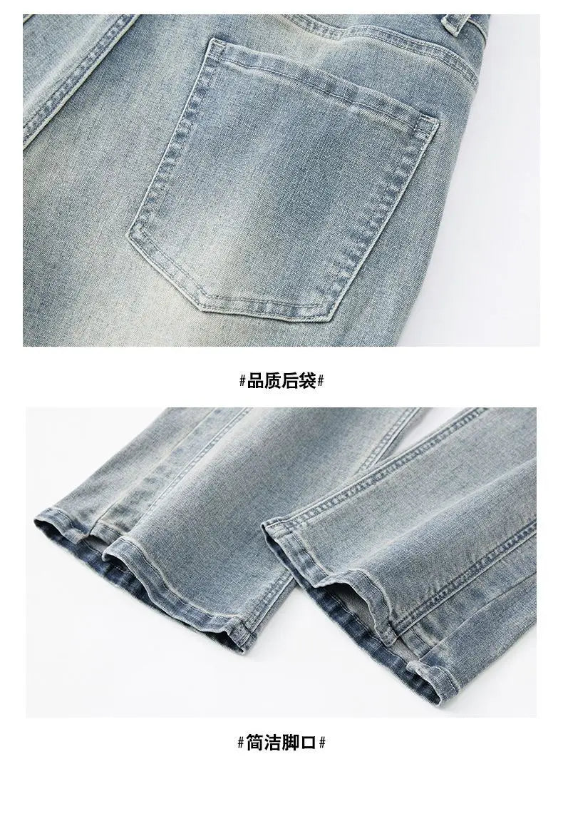 2026 New Mens Fashion Retro High Street Jeans Spring Summer Loose Casual Straight Leg Micro Flared Long Trousers Male Streetwear