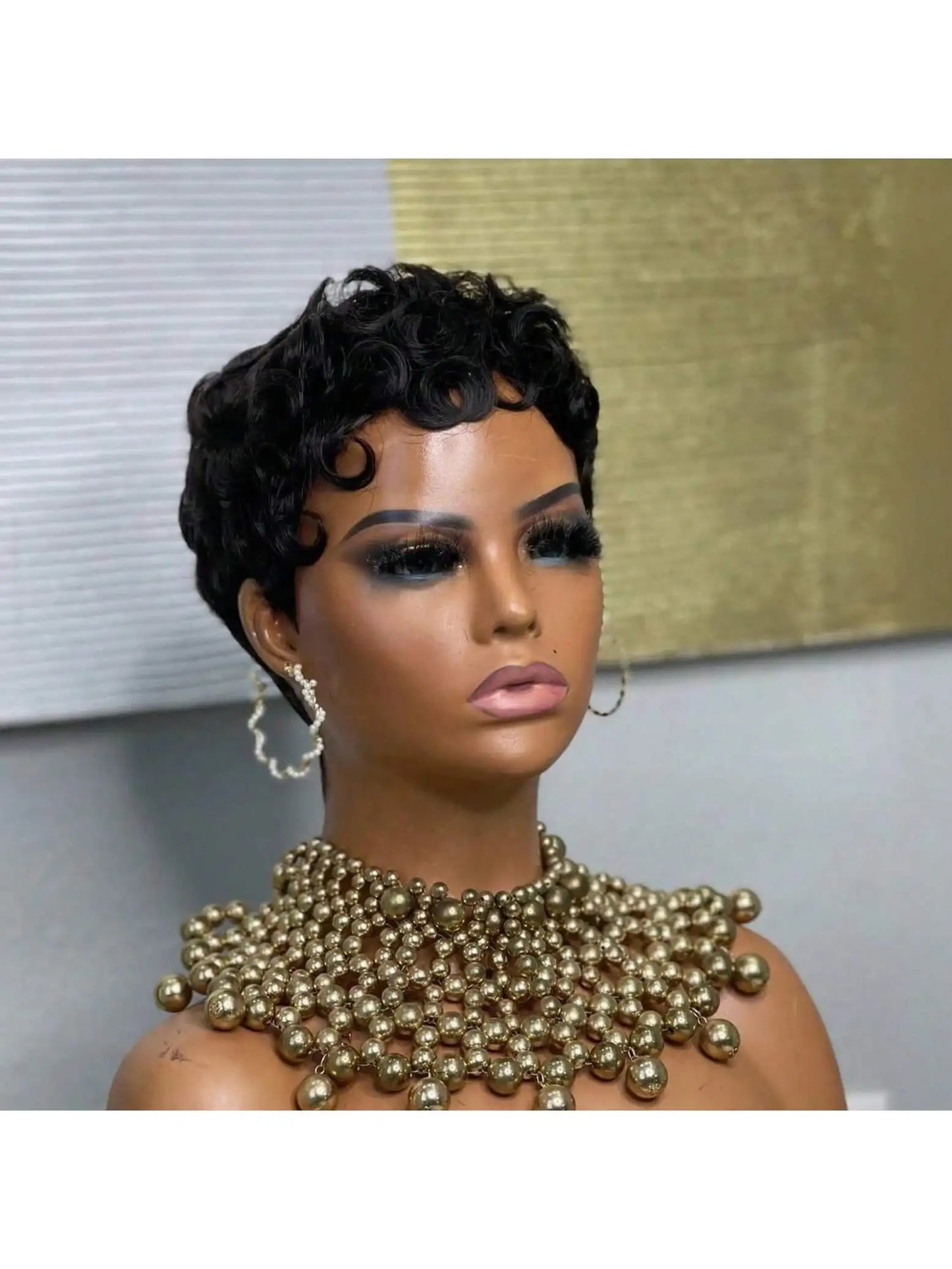 Short Pixie Wigs Short Black Curly Wigs Synthetic Hair Wigs  Natural Wavy Black Pixie Cut Wig Short Curly Layered Synthetic Wig