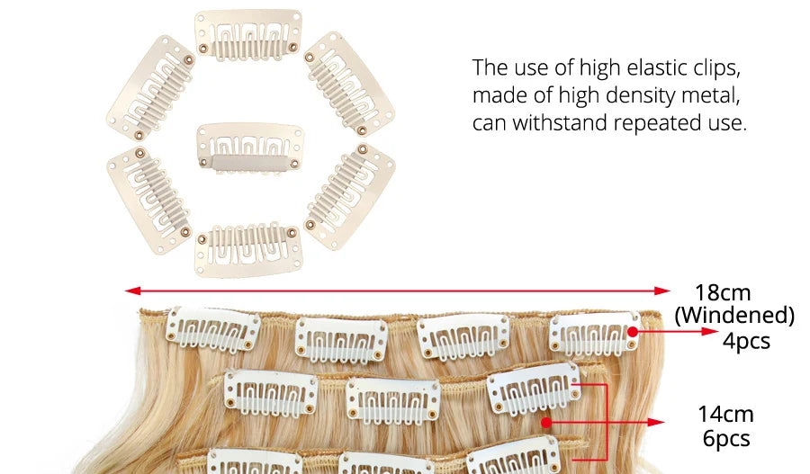 22 Inches Synthetic Long Straight Hairstyle 16 Clips 6Pcs/Set Hair Extensions Blonde Black Hairpieces Heat Resistant For Women