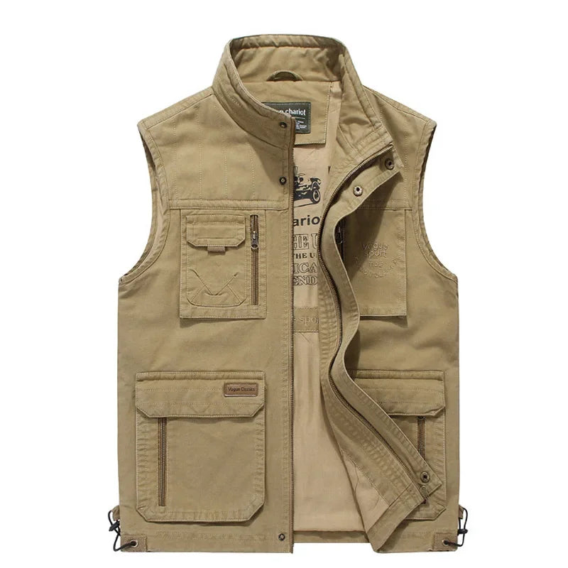 Sleeveless Tactical Autumn Mens Vests Photographer Jacket Plus Big Size Cotton Casual Multi Pocket Vest Male Waistcoat Coat