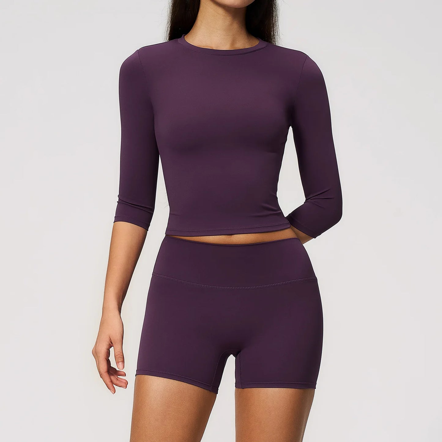 Sportswear Workout Clothes 2026 New Yoga Outfit Set For Women Slim Fit Mid Sleeve Shorts Outdoor Fitness Half Sleeve Sports Suit