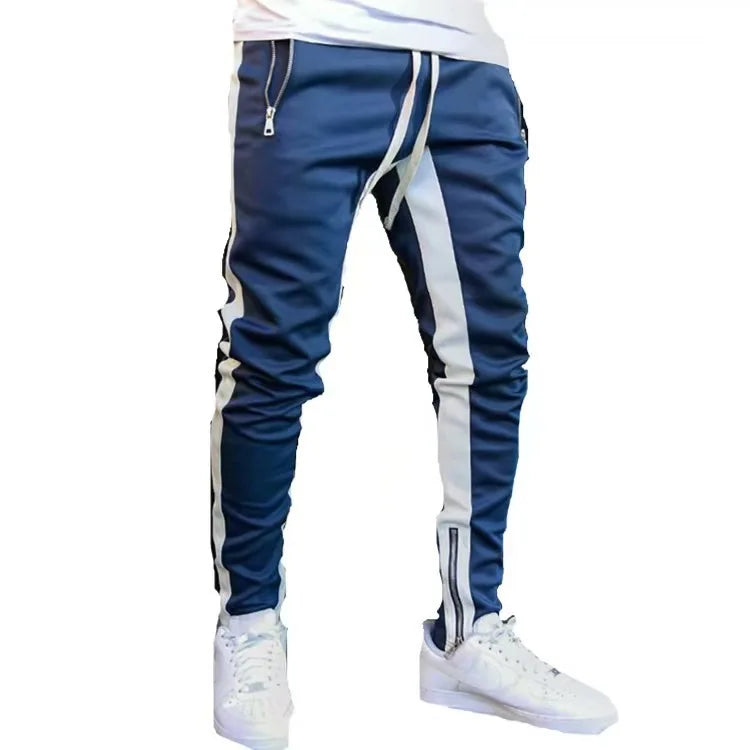 Men's casual and fashionable long pants, tight fitting gym sports pants, street wear, runners' small foot sports pants