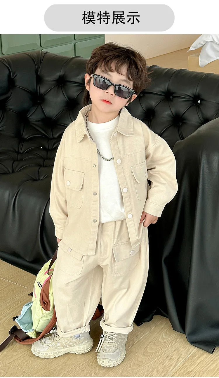 Boys' suit 2025 autumn new fashionable top pants sports casual workwear  children's clothing jacket