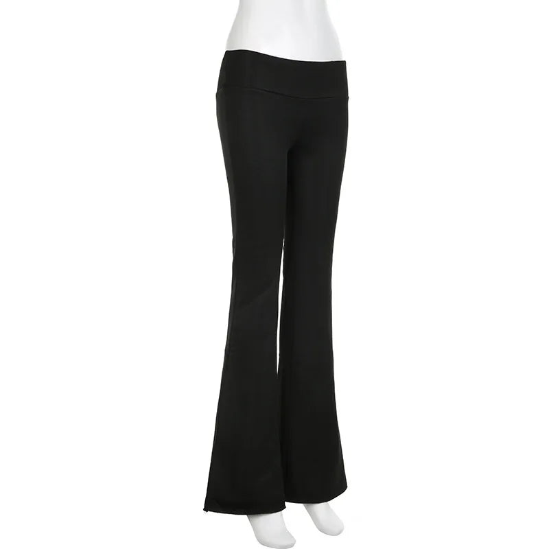 2025 Slim Low Waist Casual Sweatpants For Women Solid Simple Basic Flared Pants Sports Jogging Trousers