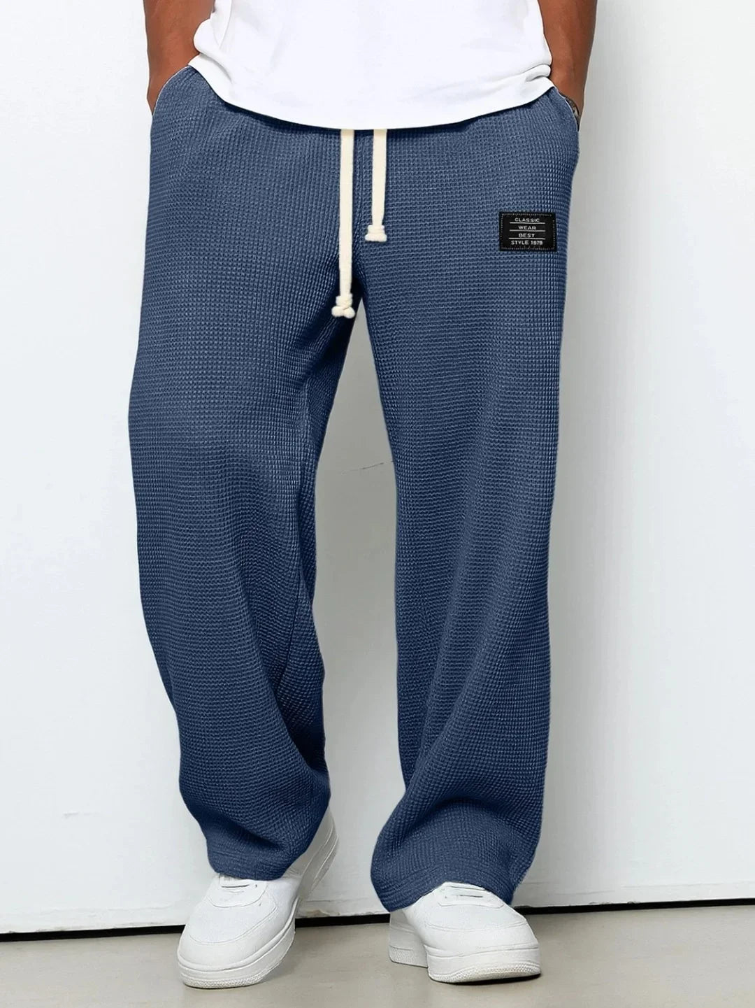 Summer Mens Corduroy Casual Pants Fashion Loose Fit Pants Straight Sweatpants Elastic Waist Drawstring Outdoor Streetwear