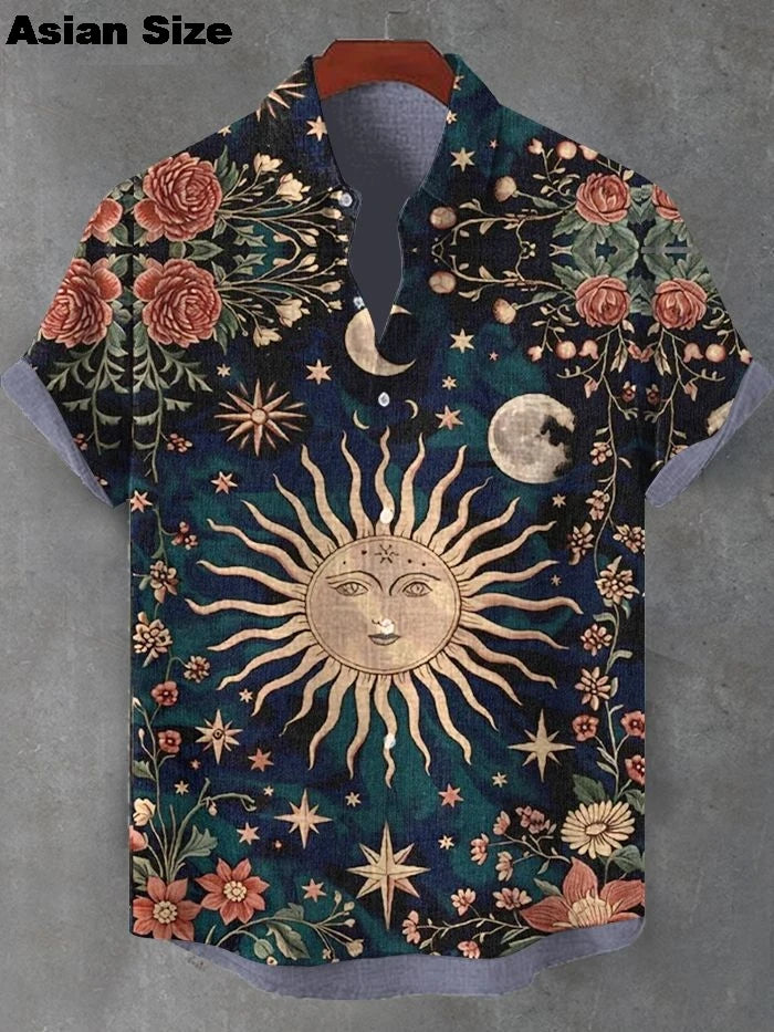 2025 Vintage African Style Men's Retro Ethnic Tribal Short Sleeve Shirts Tops Fashion Casual Dashiki Streetwear Men's Shirts