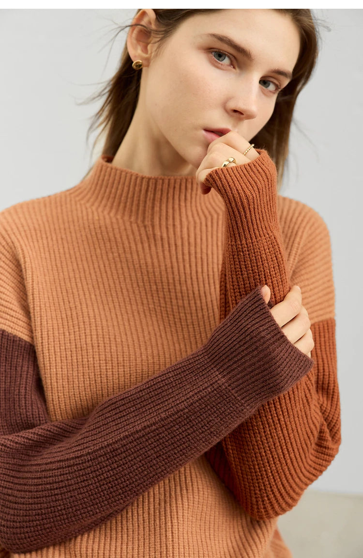 AMII Minimalism Sweaters Women 2024 Spring Street wear Spliced Knitted Top Drop Sleeve Loose Full Pullovers Sweaters 12344144