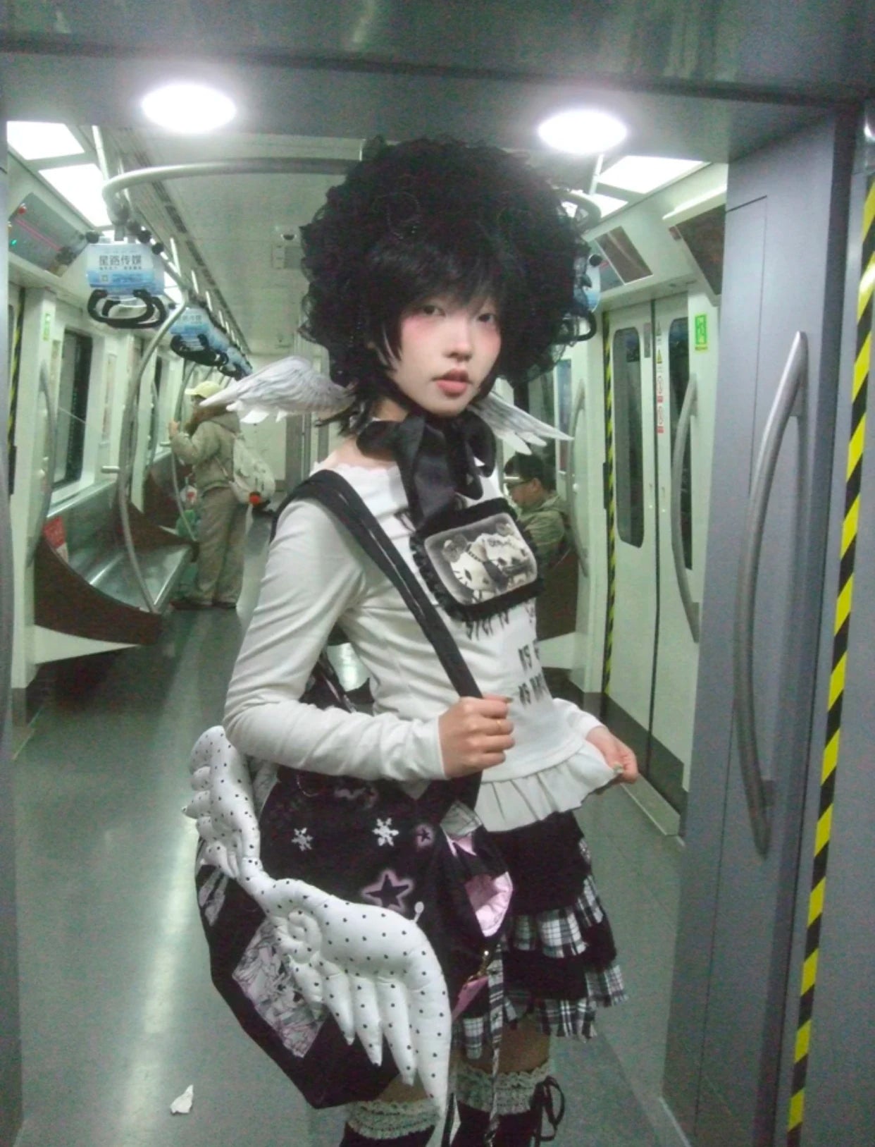Karrram Japanese Y2k Anime Print T-shirt Trashy 2000s Style Long Sleeve T Shirt Vintage Harajuku Lace Patchwork Tops Grunge 90s