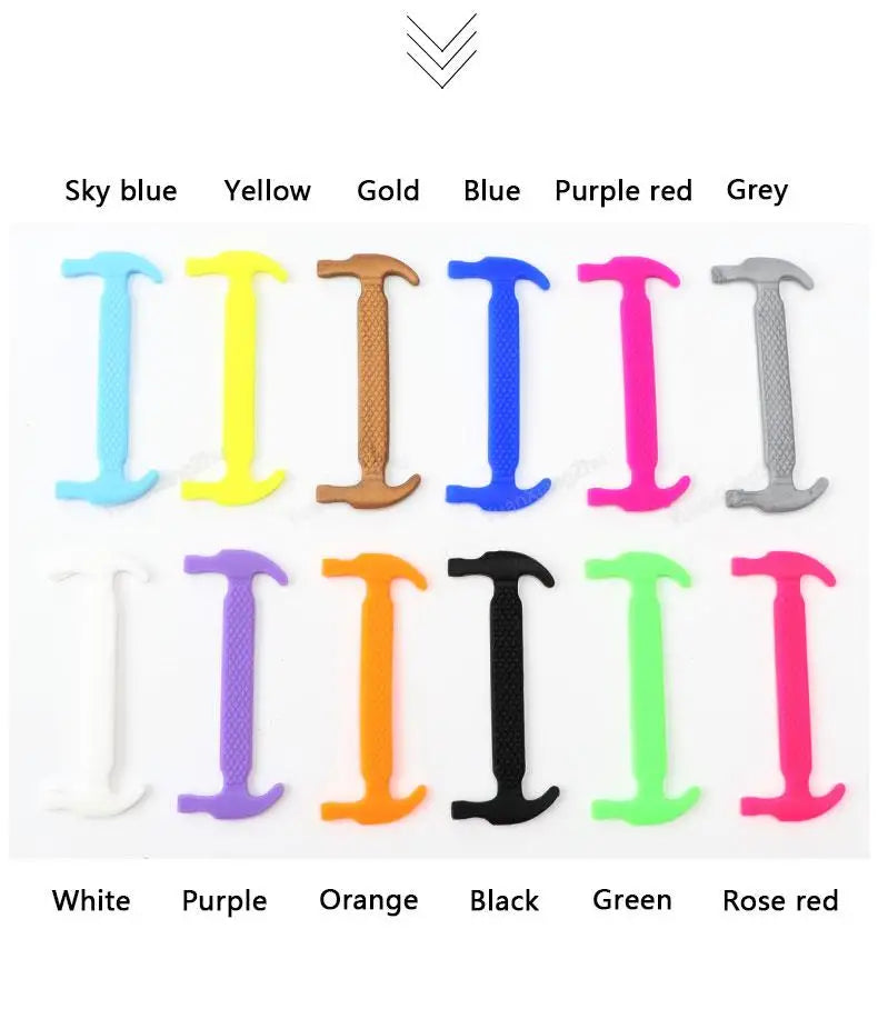 12Pcs Stretch Silicone Shoelaces No Tie Shoe laces Elastic Laces Sneakers Kids Adult Rubber Shoelace One Size Fits All Shoes