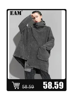 [EAM] High Elastic Waist Black Pleated Long Wide Leg Trousers New Loose Fit Pants Women Fashion Tide Spring Summer 2026 1U320