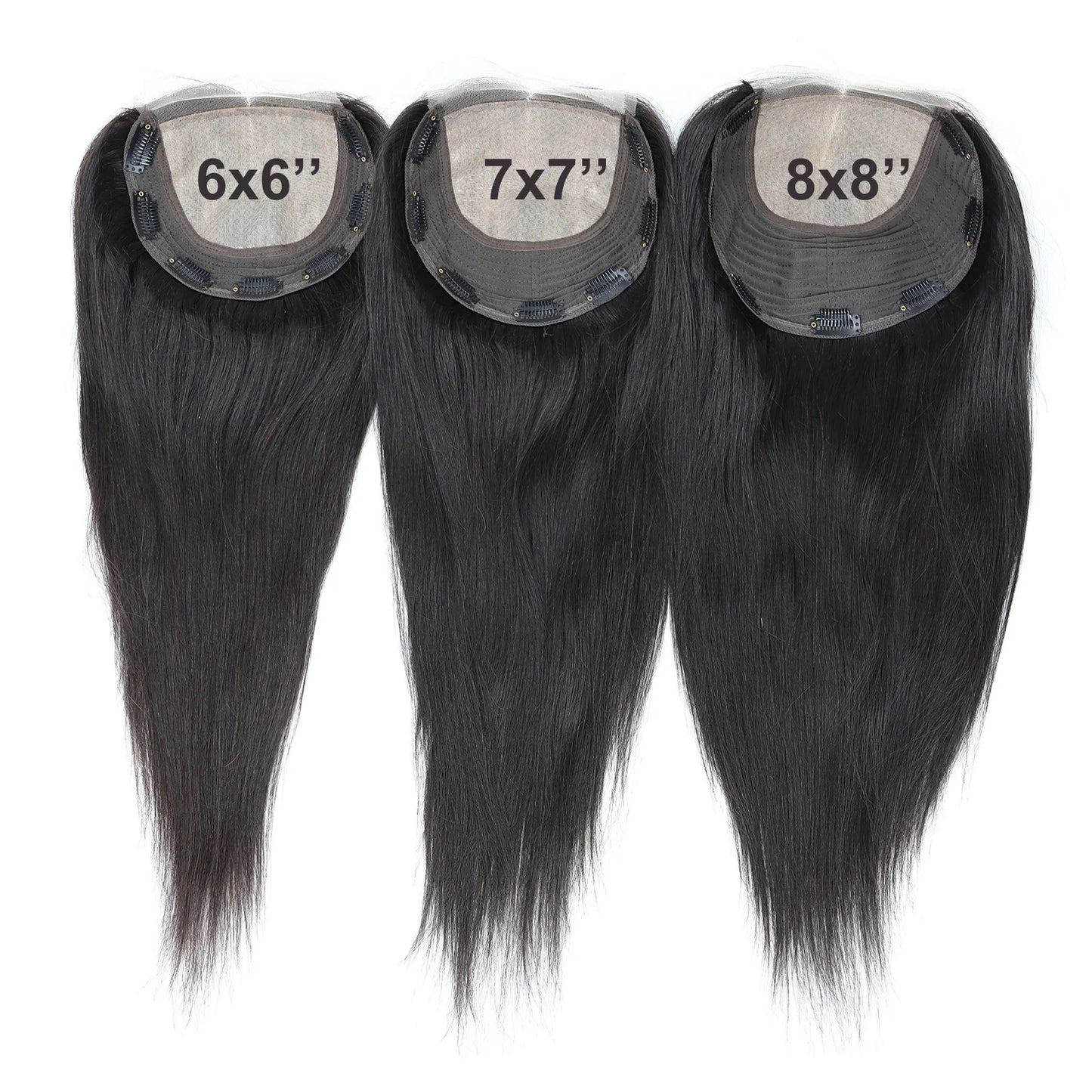 8x9" Large Size Silk Base Human Hair Closure Topper Silk Top Remy Hair Cover Lace Front Bleached Knots with Baby Hair & Clips in