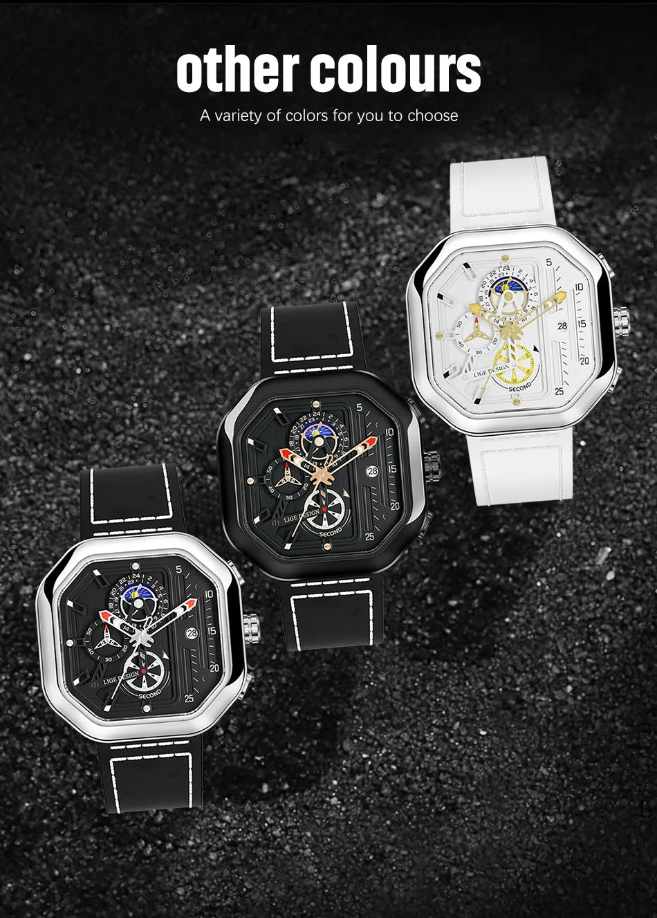 2025 LIGE Business Leather Watch For Men Top Brand Luxury Mens Watches Waterproof Quartz Wrsitwatch 24 Hours Moon Phase Clock
