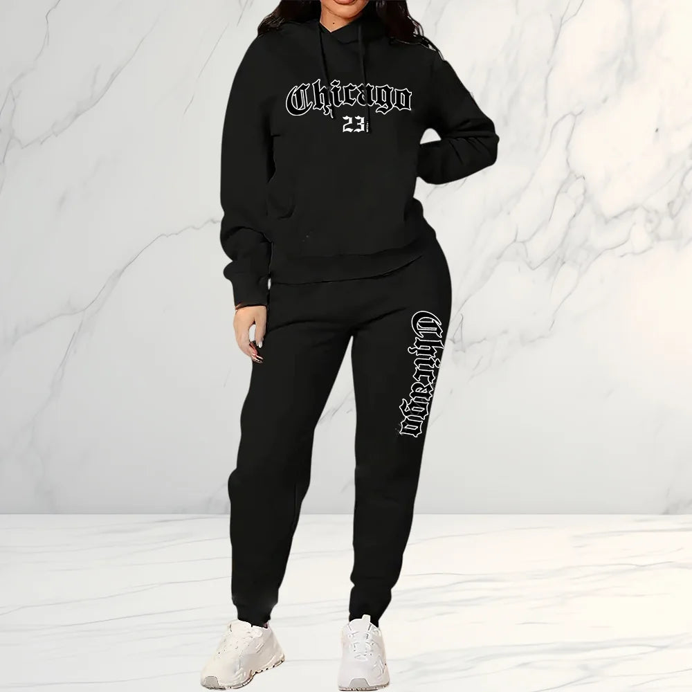 Women's Tracksuit Hoodies Trousers 2PCS Suit Winter Sports Jogging Outfits Fashion Street Designer Clothes for Women Pants Set