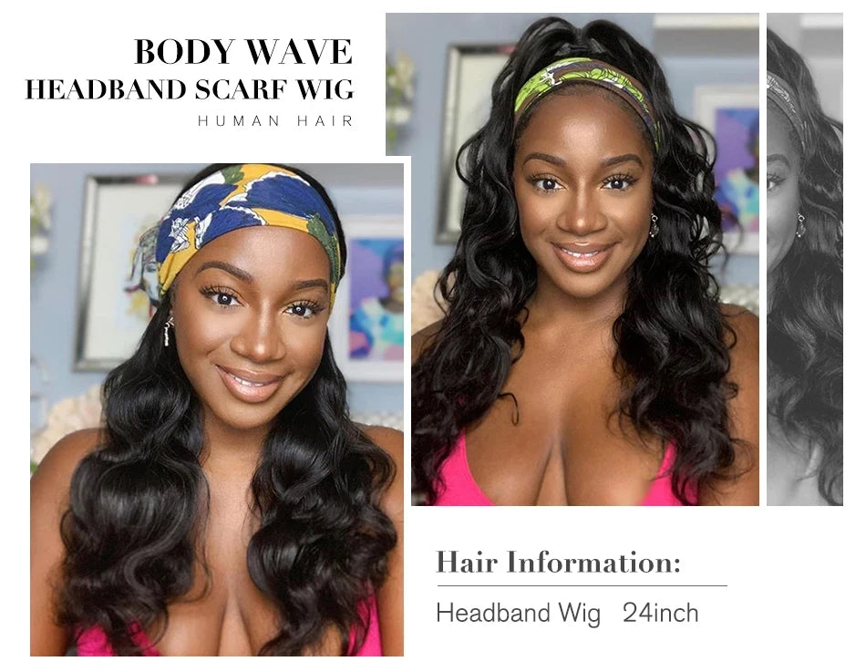 Body wave Headband Wig Human Hair Wigs For Women Brazilian Body Wave Glueless Wigs Virgin Human Hair Wig Machine Made Wig 250%
