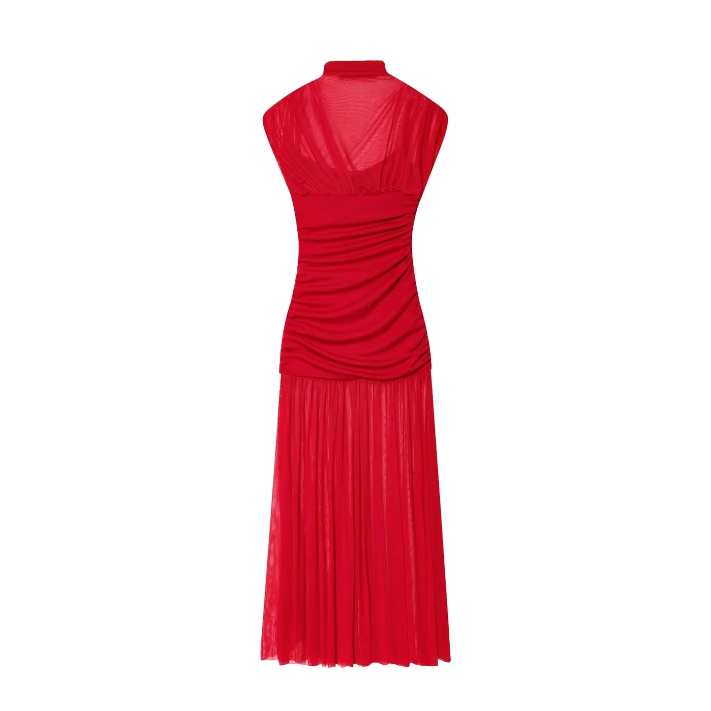 KONDALA 2026 Spring Summer Elegant Women Dresses Wedding Guest Ladies Patch Work Tulle Dresses Valentine‘s Day Woman Dresses