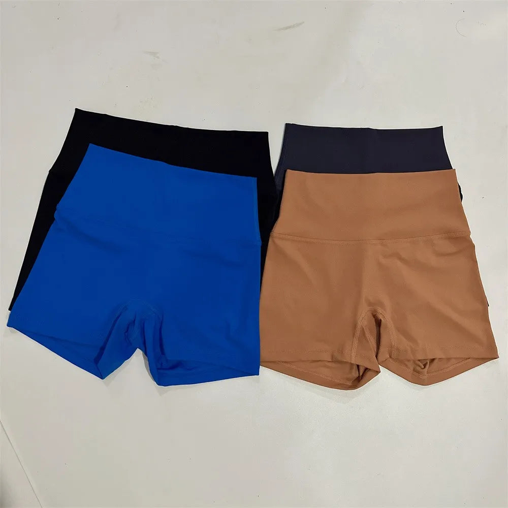 Solid Color High Waist Yoga Ultrashort Leggings Soft Women Gym Athletic Tight Sport Short Compression Comprehensive Training Jog