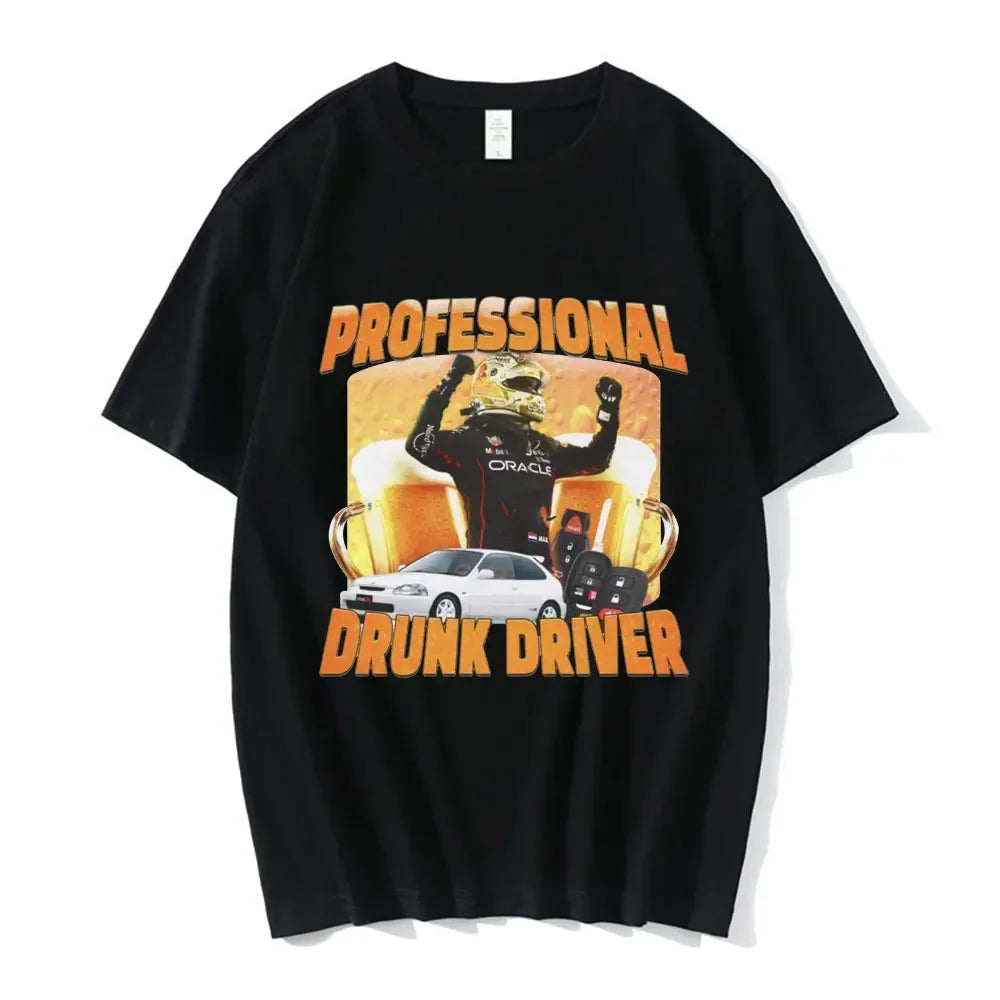 Professional Drunk Driver Funny T-Shirt  Womens  Fashion Vintage Short Sleeve T-shirts Casual T Shirts