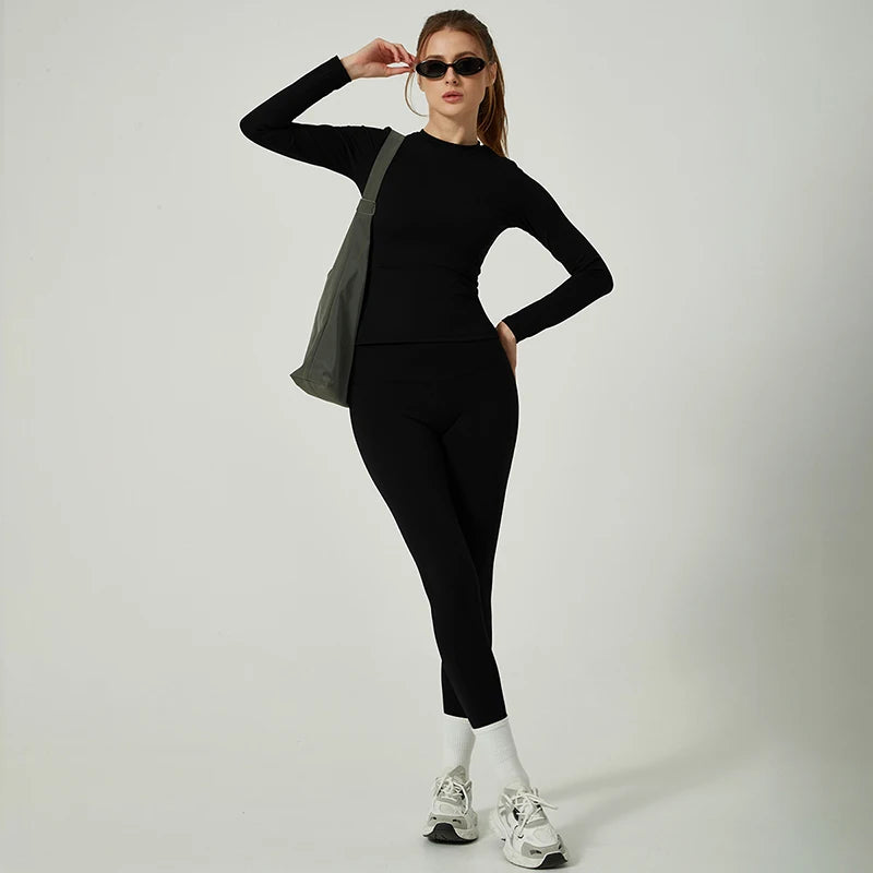 Yoga Set Women Sportswear Workout Clothes Athletic Wear Gym Legging Fitness Crop Top Long Sleeve Sports Suits