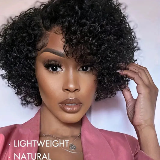 13*4 Lace Frontal Wigs High Quality Curly Pixie Cut Wigs 15A Brazilian Virgin Human Hair Natural Short Hair Style 250% Density