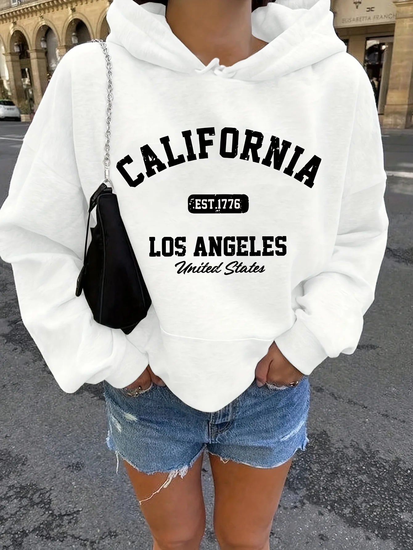 Women's autumn and winter warm and loose casual NOPE not today printed suede long sleeved hooded sweatshirt BAZAARHUBO