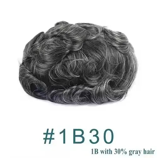 0.02mm Super Ultra Thin Skin 80% Density Natural Hairline Men Toupee Blonde Brown Grey Human Hair Undetected Capillary Prosthesi