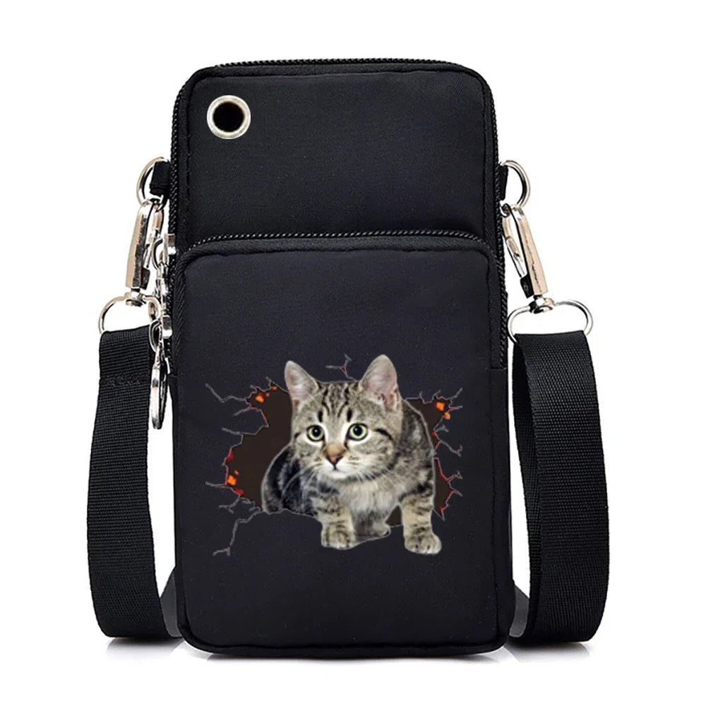 Cute Cat Graphics Small Crossbody Bags Women Harajuku Animal Mini Mobile Phone Bag Teen Messenger Bag Women Purses and Handbags