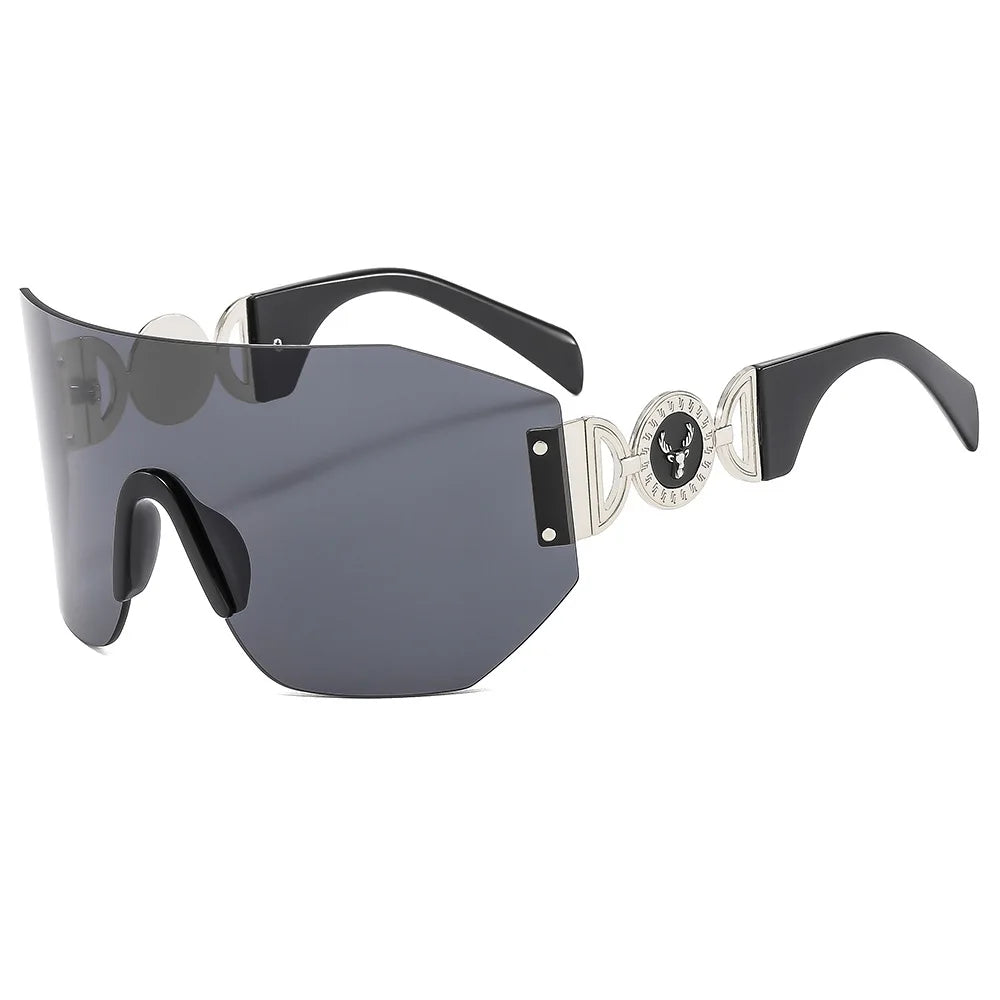 New Y2k Trendy Cycling Sports Sunglasses With Stylish Hollow Temple Frameless One-piece Glasses 353 BAZAARHUBO