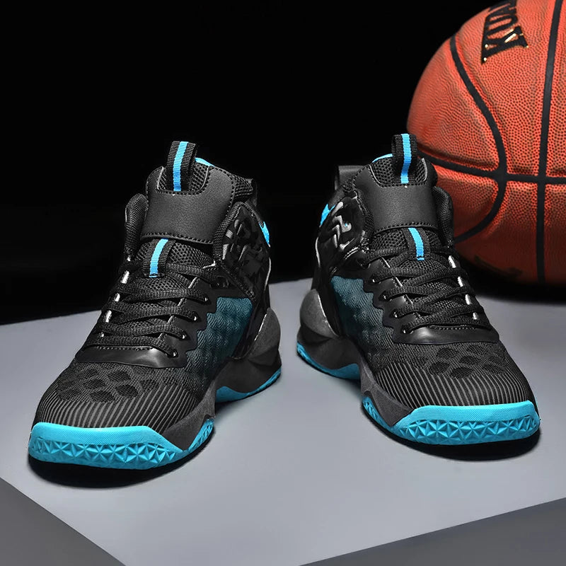 Basketball Shoes, Men's Outdoor Sports Shoes, Men's Shock-Absorbing High-Top Student Practical Shoes, Mesh Breathable Casual Shoes