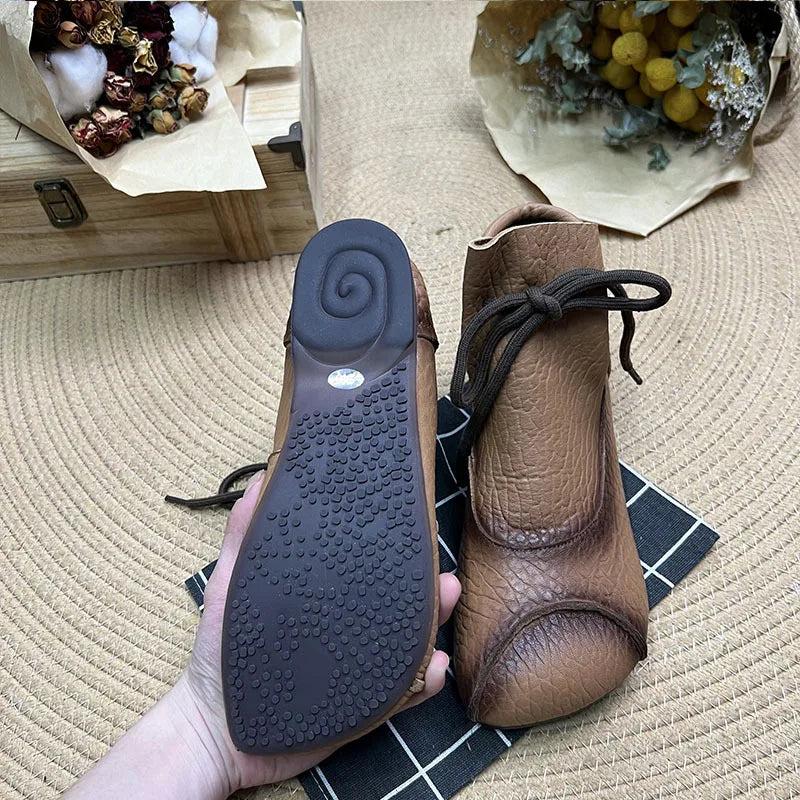 Careaymade-Genuine leather women's boots Fashion retro warm Oversized shoes cow leather Pure handmade ankle boots Casual boots