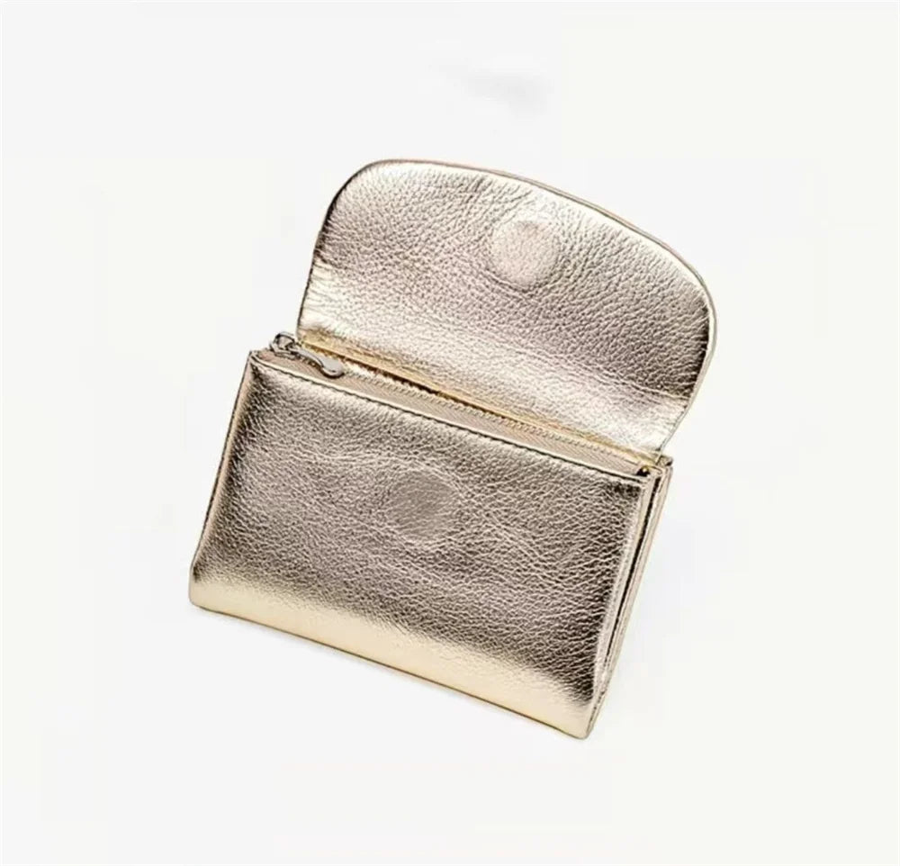 Short Genuine Leather Wallet Women RFID Card Holder Purse Ladies Mini Soft Real Cow Leather Clutch