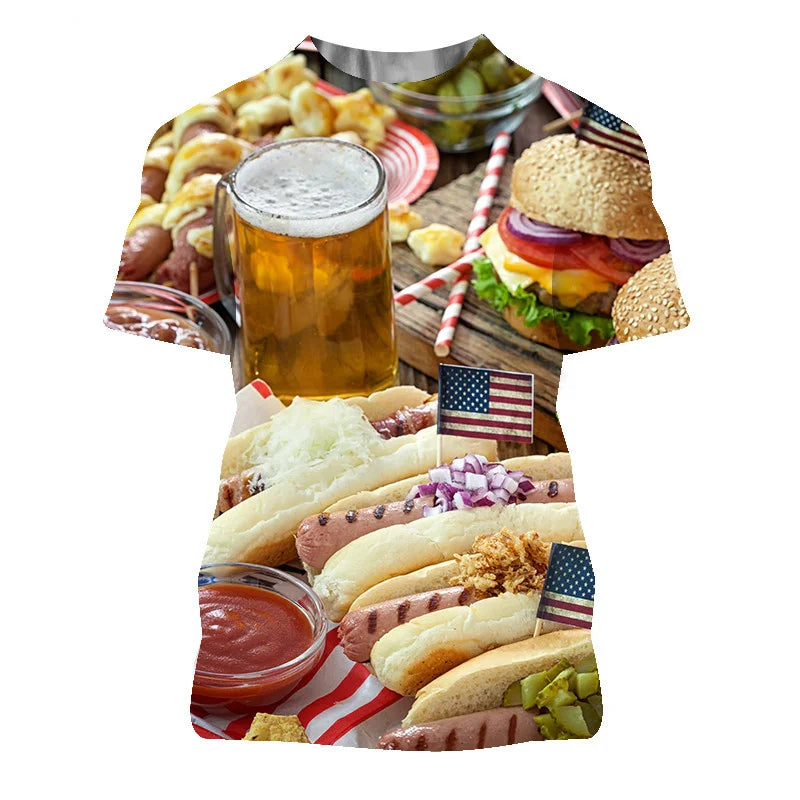 3D Printed Beer Graphic T Shirt for Men Clothing Summer Casual Women Oversized T-shirts Funny Kids O Neck Short Sleeve ropa Tops