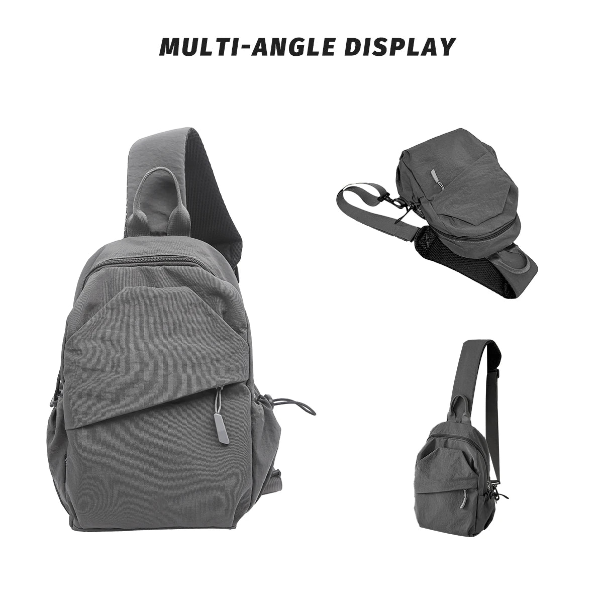 Men's Chest Bag, Fashionable Chest Messenger Bag, Niche Waist Bag, Large-Capacity Casual Commuter Shoulder Bag, Mountain Climbing