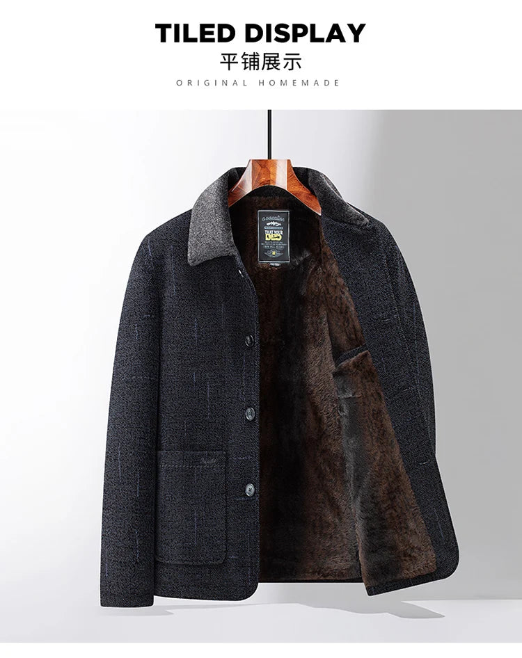 2026 Men Woolen Coats Men's business Casual Trench Coat Winter Coat with wool inner Man Autumn and Winter Wool Coat for Men