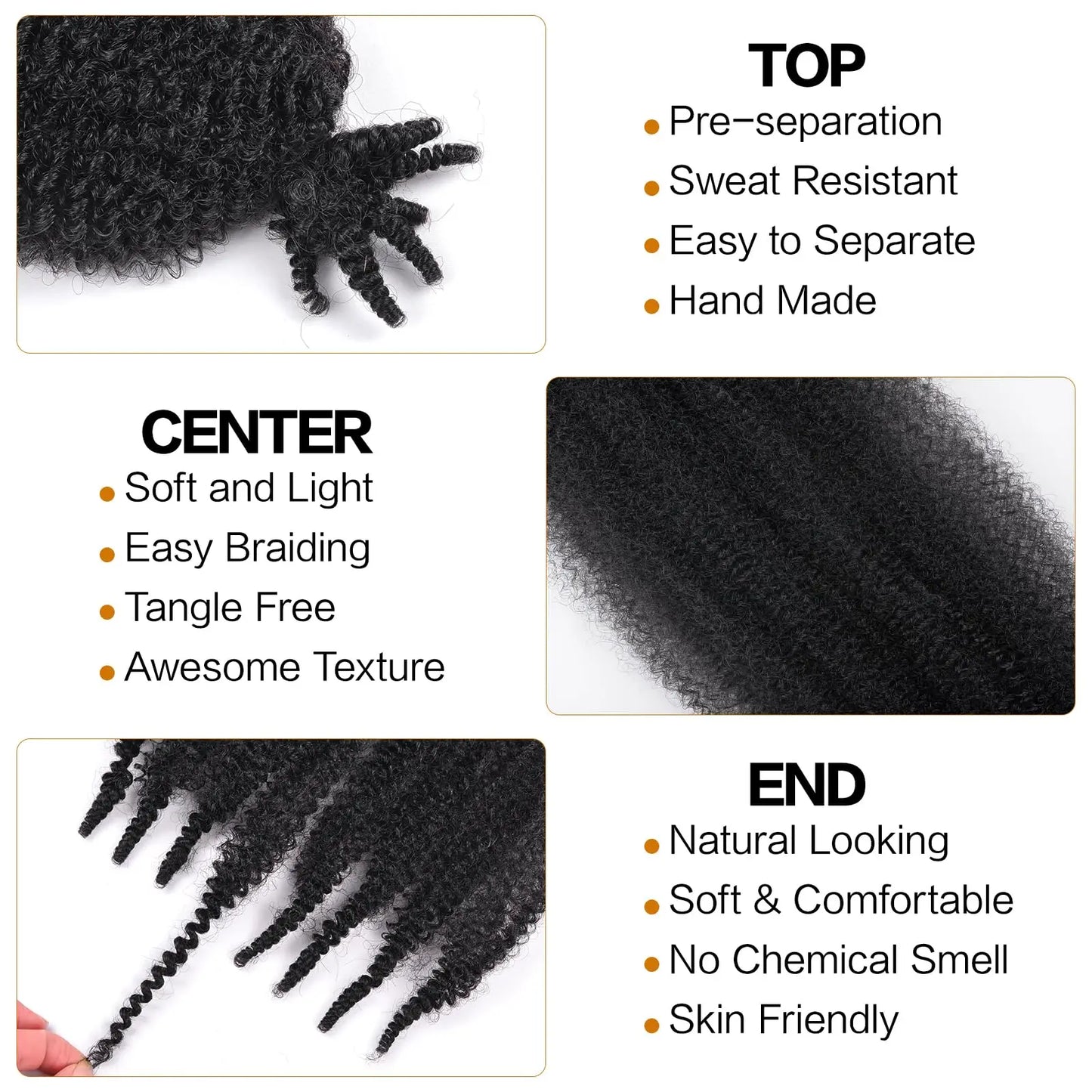 Pre-Separated Springy Afro Twist Hair Suitable for Damaged Soft Locs Synthetic Marley Twist Braiding Hair for Black Wome