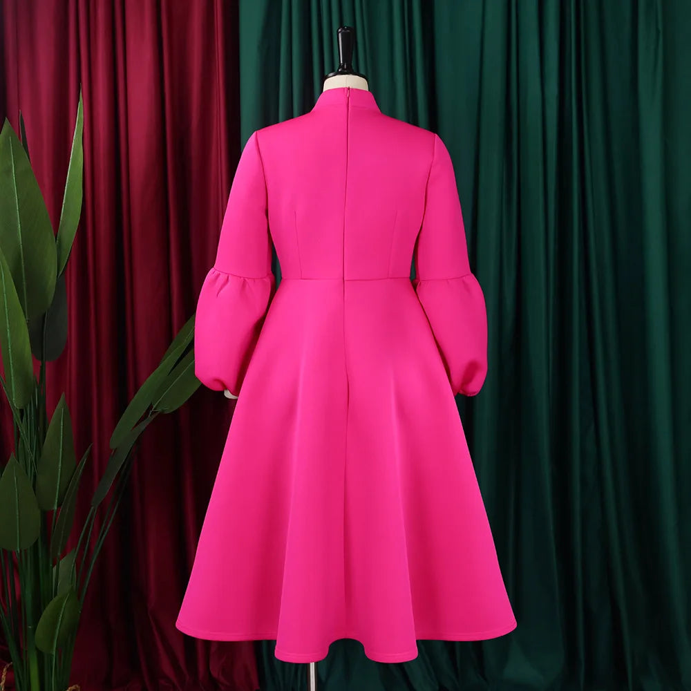 Church Dresses for Black Women African Vintage Fashion Bow Neck Formal Party Dress Ladies Elegant Swing Evening Dress Nice
