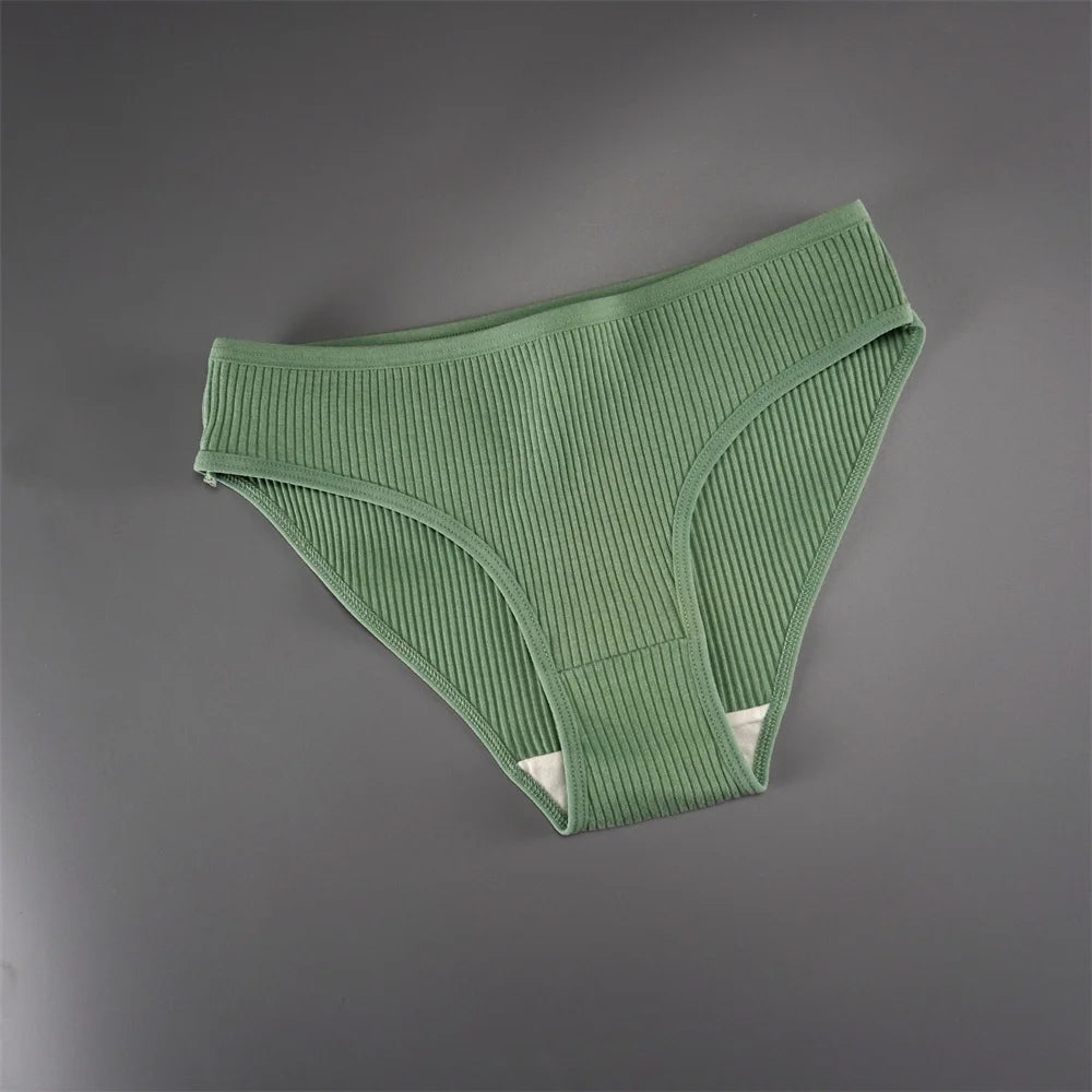 UNWE 3PCS/Pack Ribbed Cotton Seamless Panties for Women Briefs Pack Comfortable Ladies Underwear Sets