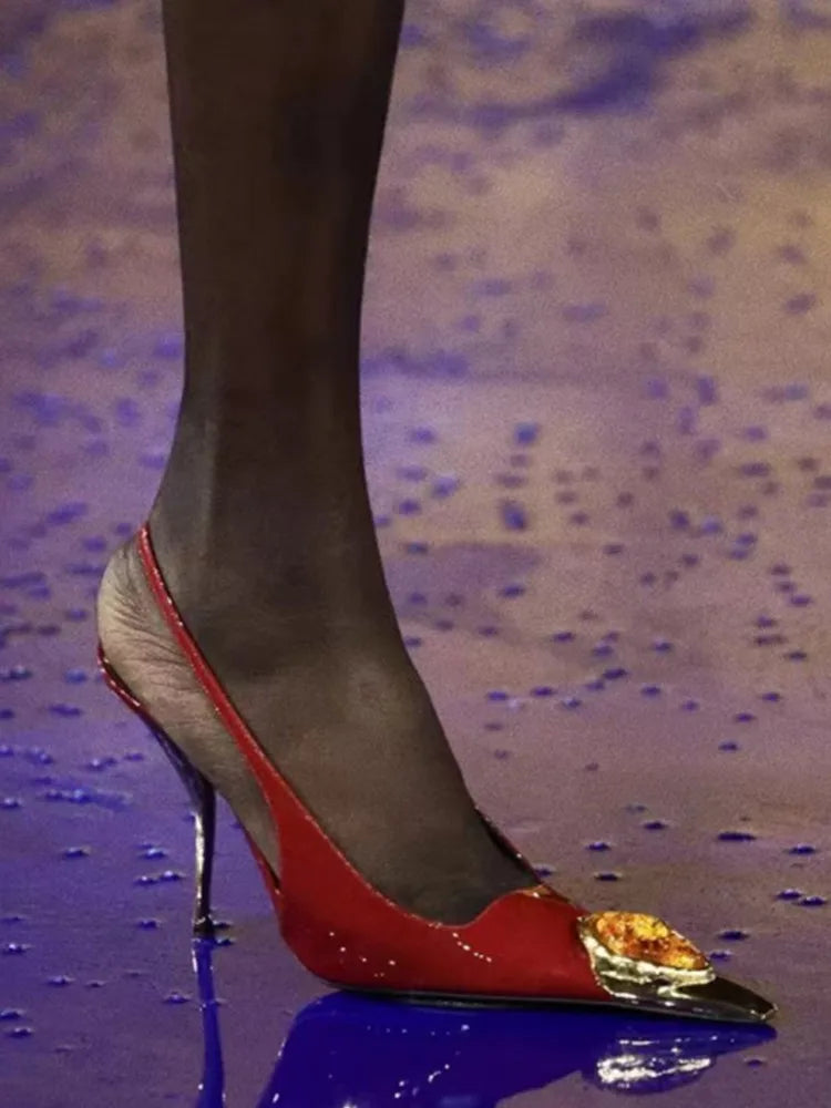 2025 Summer New Small Square Shaped High-heeled Gemstone Sandals for Banquets, Parties, Weddings, Sexy Plus Size Women's Sandals