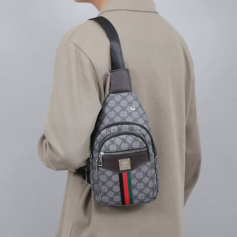Men's Multifunction Messenger Bag Shoulder Cloth Chest Bags Crossbody Casual  Handbag with Earphone Hole
